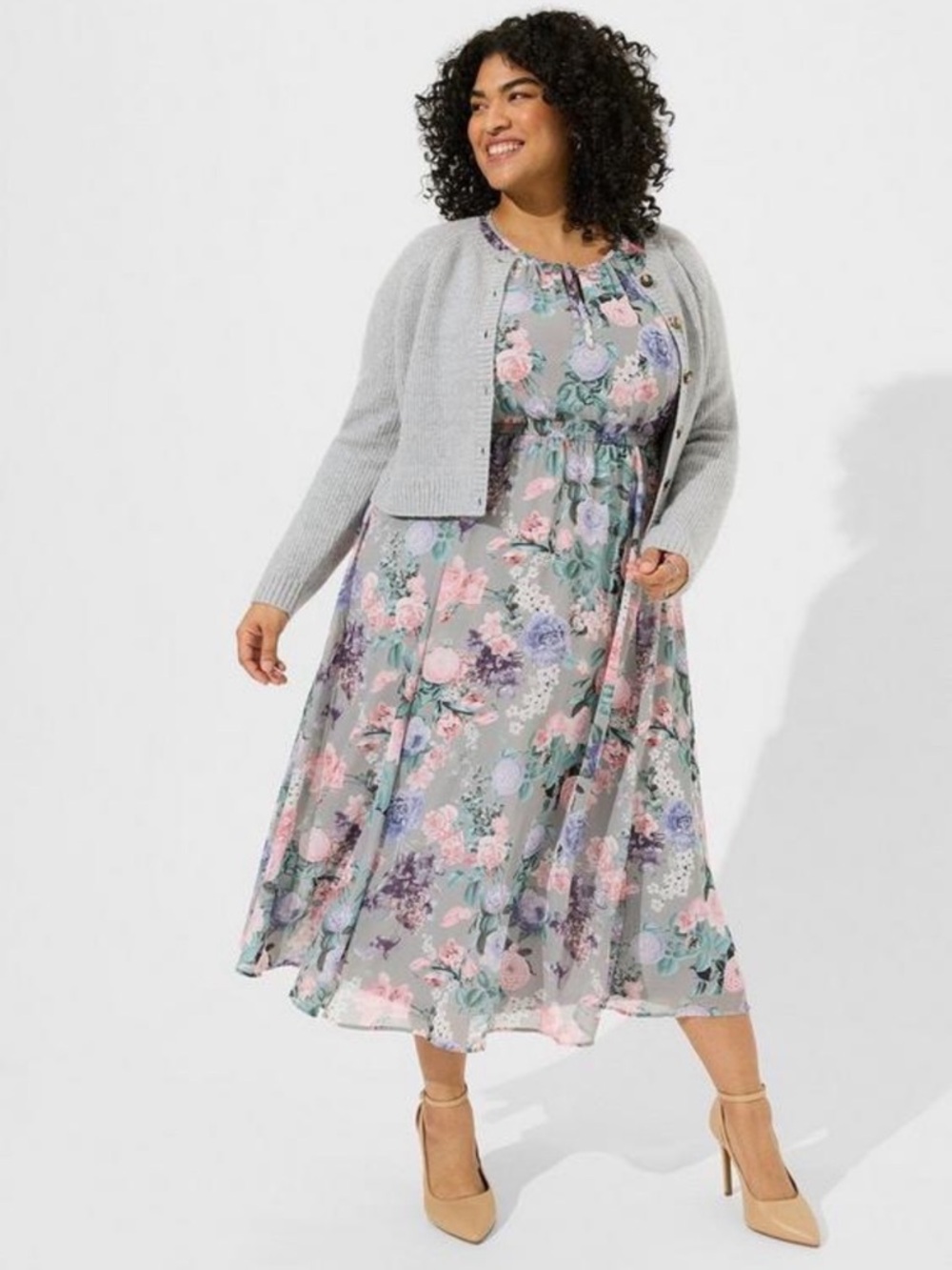 Torrid Women's Floral blue Print Maxi Dress‎ Waist Flowy -Size 00